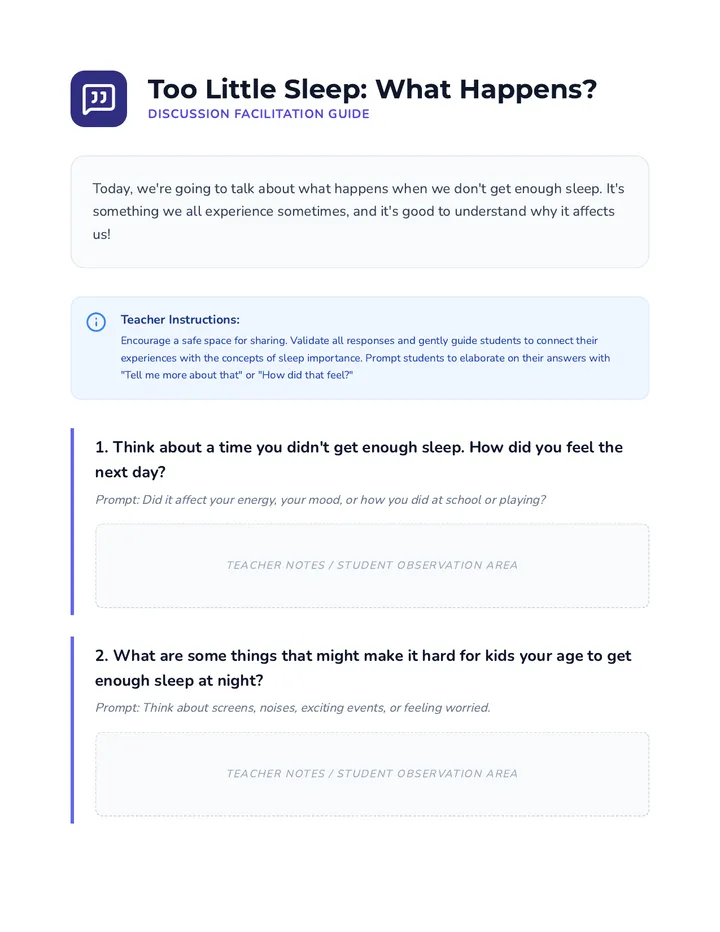 Too Little Sleep Discussion Guide