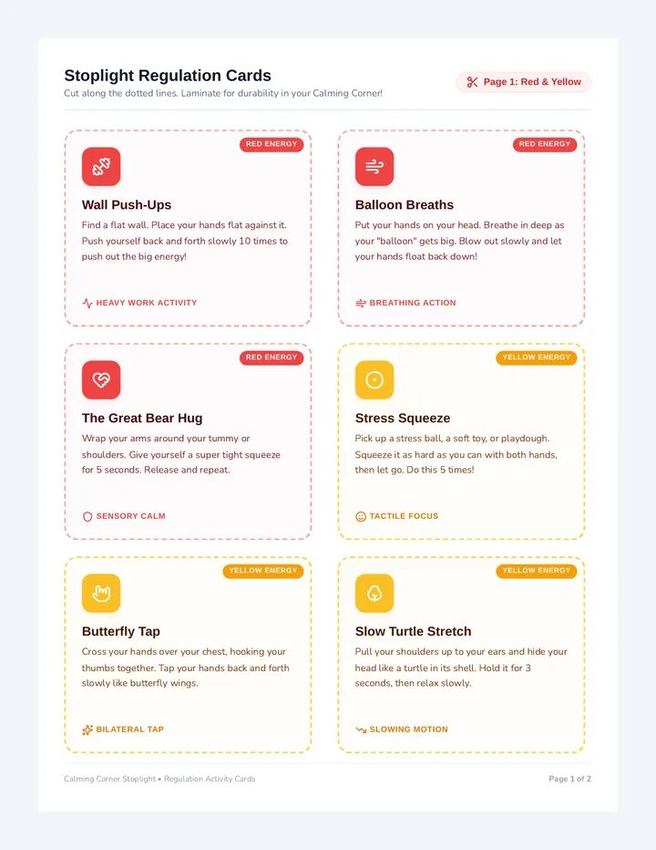 Stoplight Regulation Activity Cards