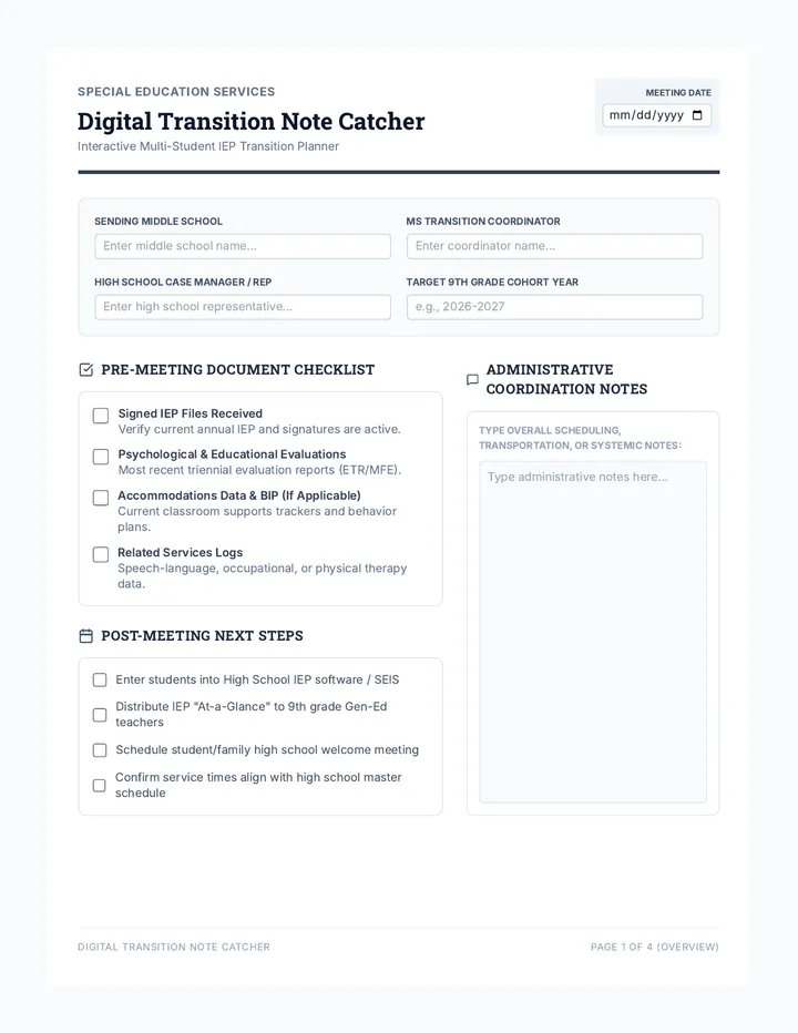 Digital Fillable Note Catcher