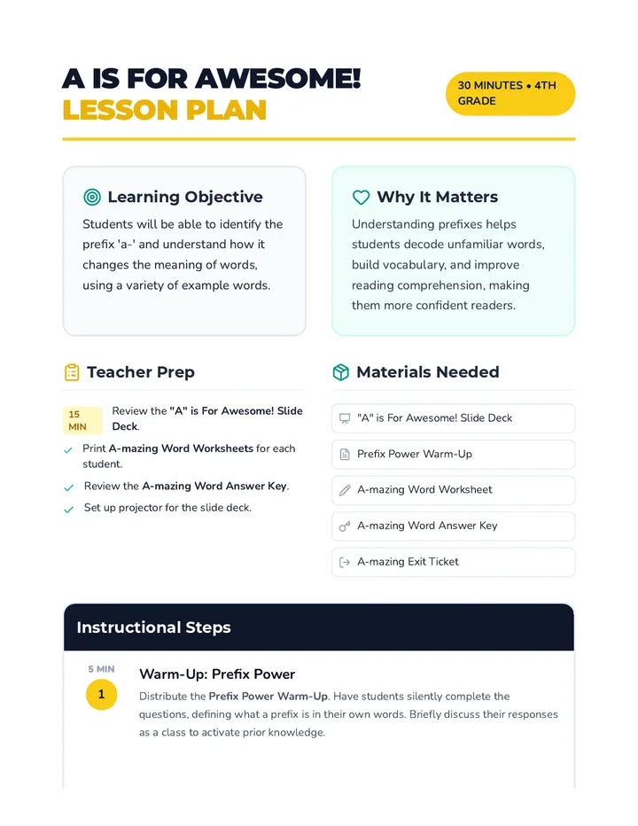 A is for Awesome Lesson Plan