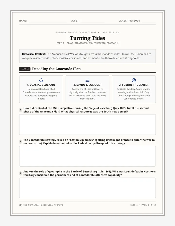Turning Tides Worksheet