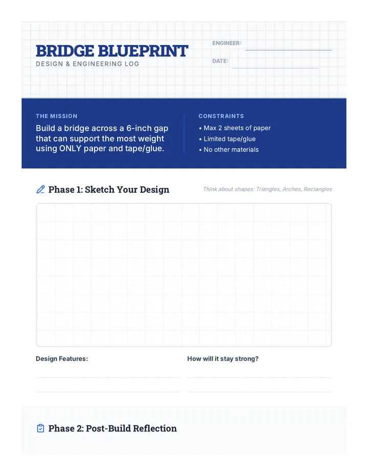 Bridge Blueprint Activity Sheet