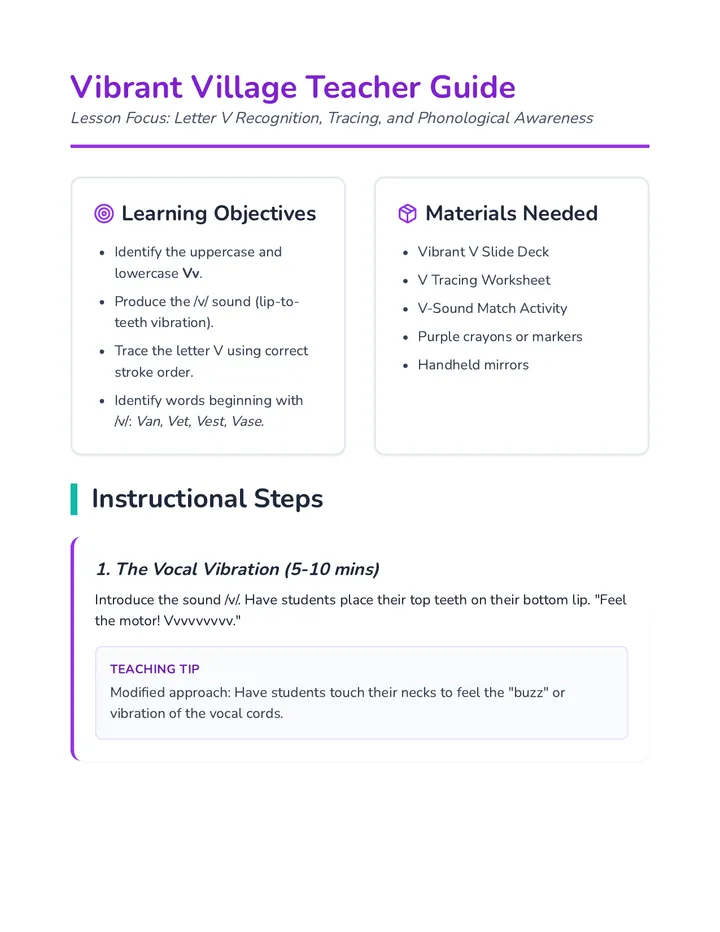 Vibrant Village Teacher Guide