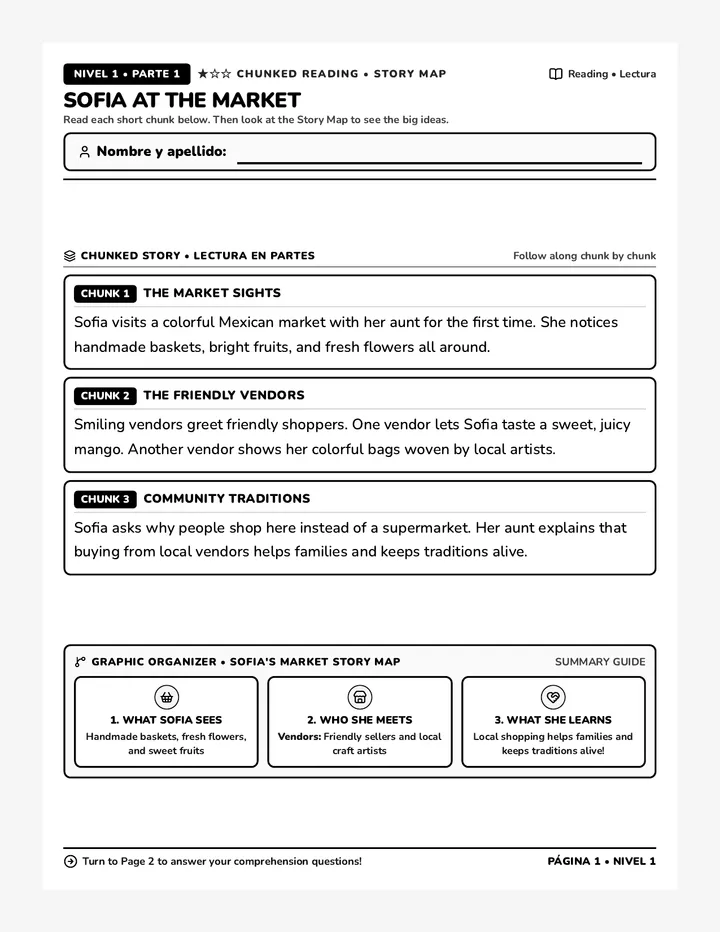 Mexican Market Differentiated Worksheet
