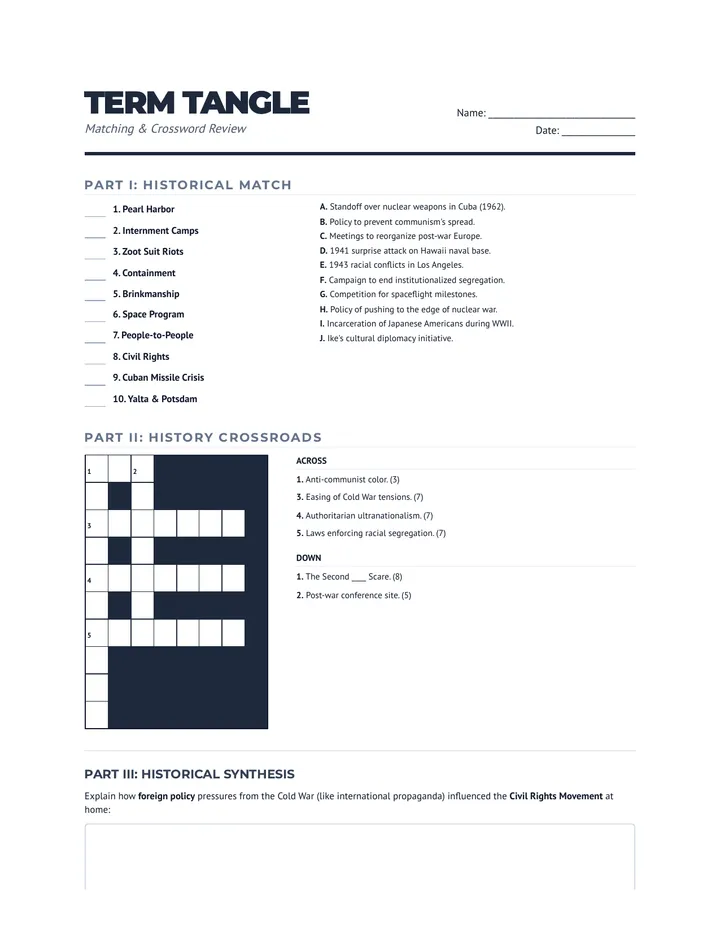 Terminology Tangle Worksheet
