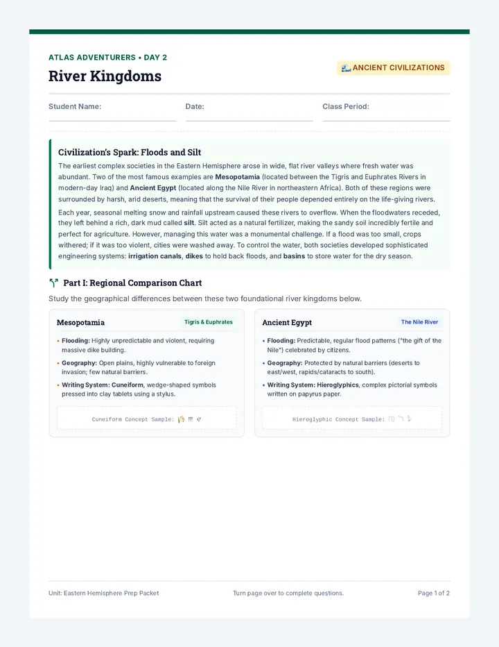 River Kingdoms Worksheet