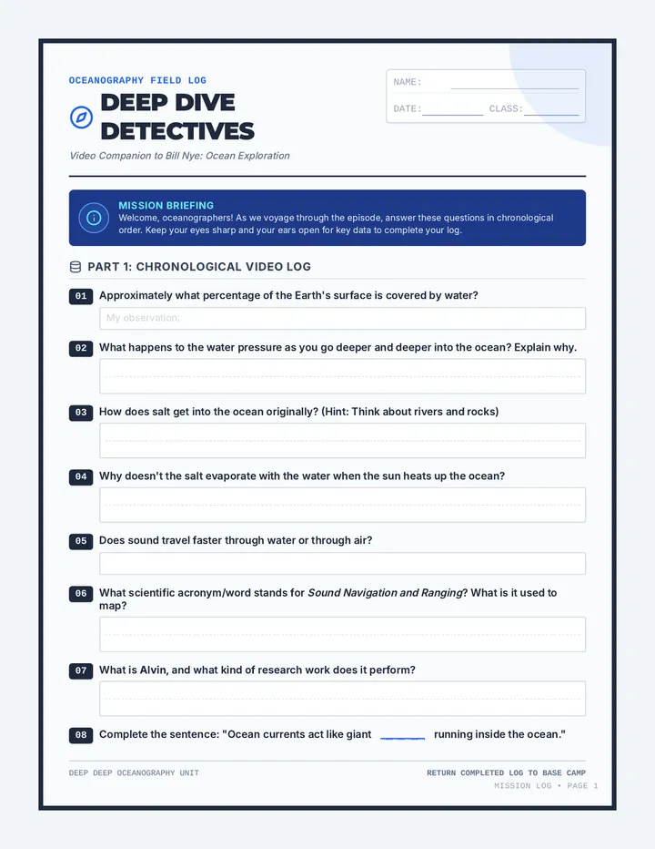 Deep Dive Student Worksheet