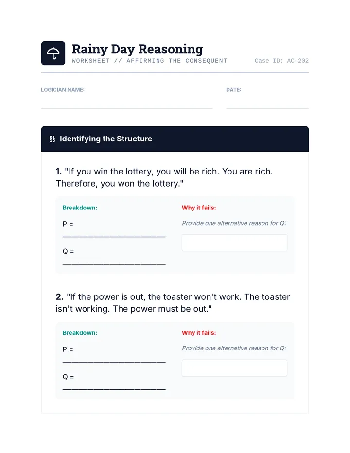 Rainy Day Logic Worksheet