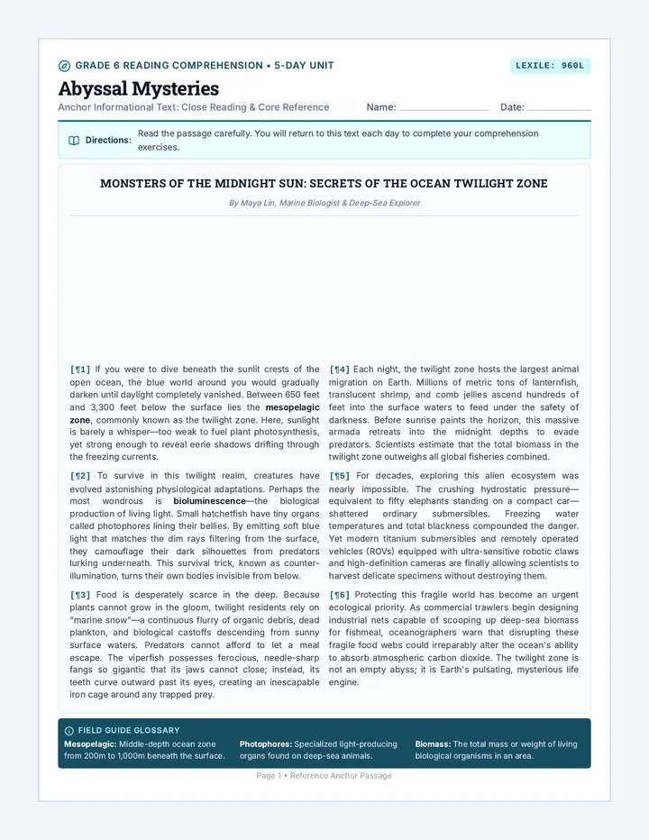 Abyssal Mysteries Student Workbook