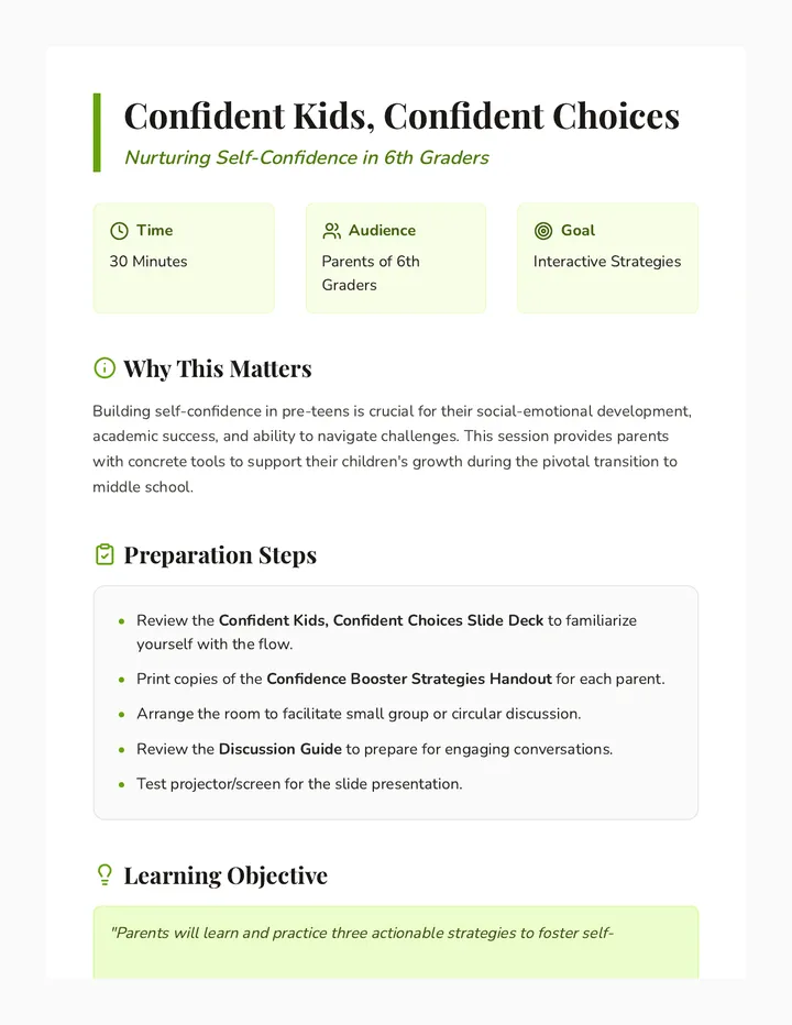 Confident Kids Lesson Plan
