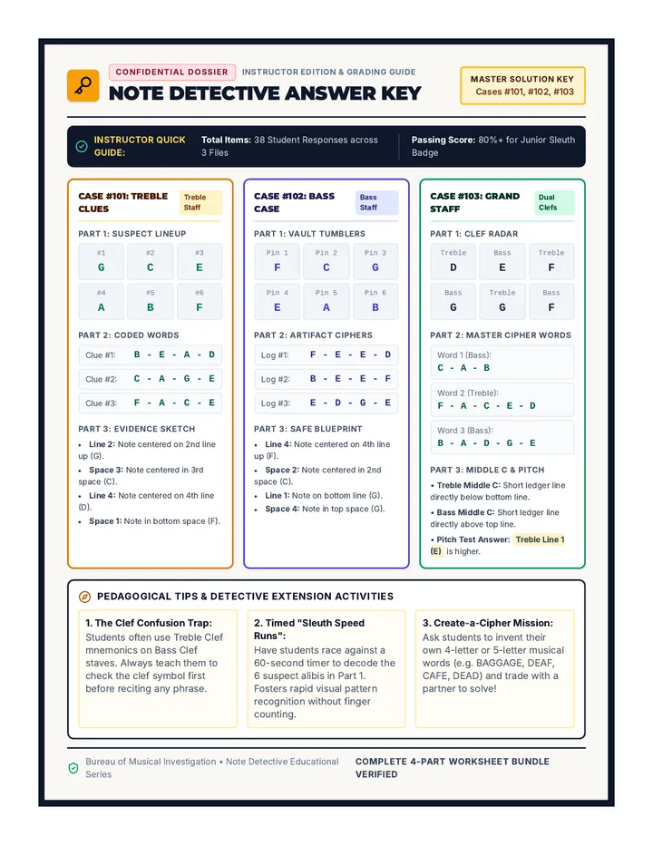 Note Detective Answer Key