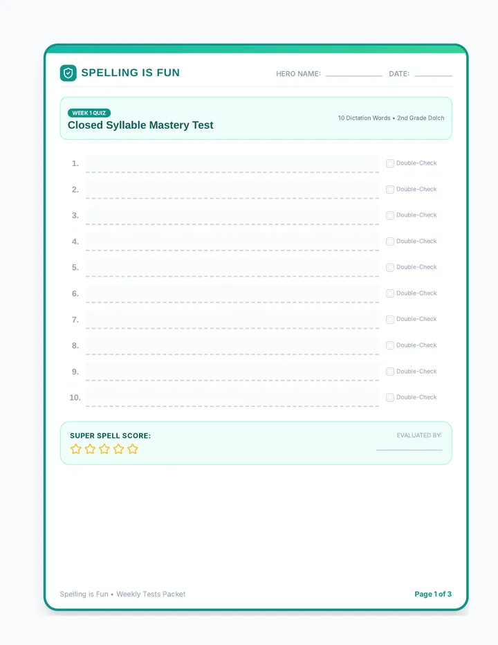 Syllable Power Weekly Tests