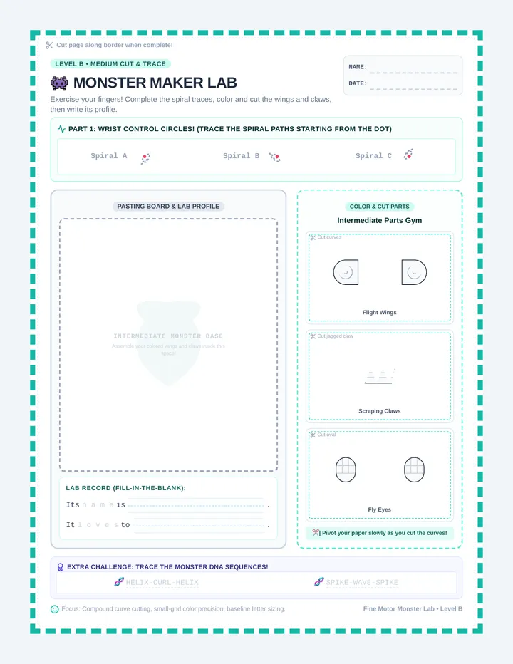 Monster Lab Intermediate Worksheet