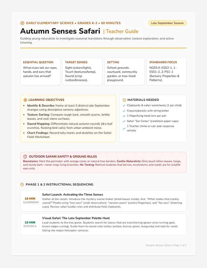 Autumn Safari Lesson Plan