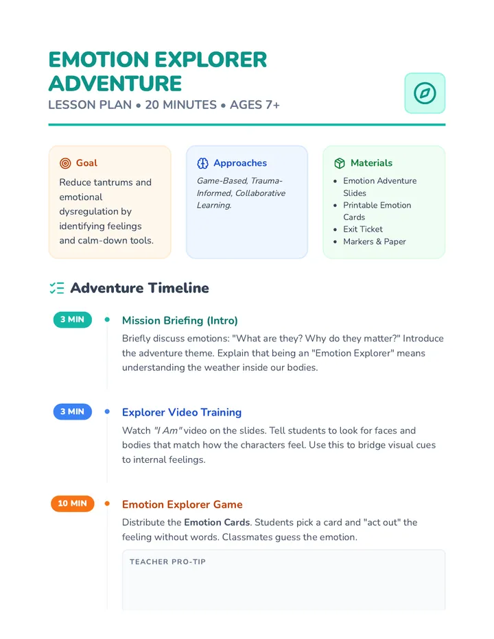Emotion Explorer Lesson Plan
