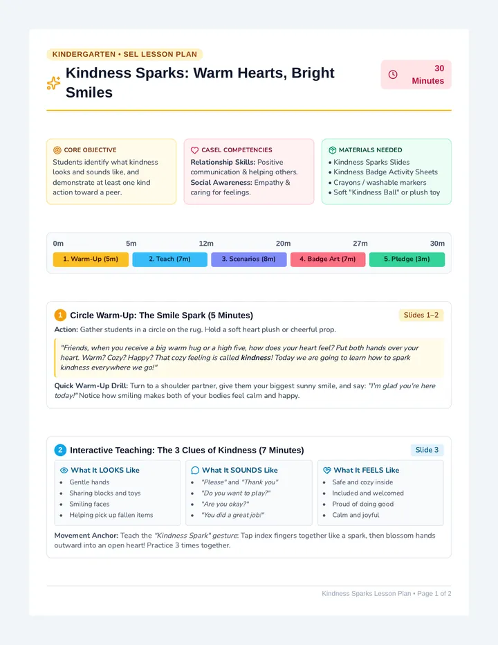 Kindness Sparks Lesson Plan