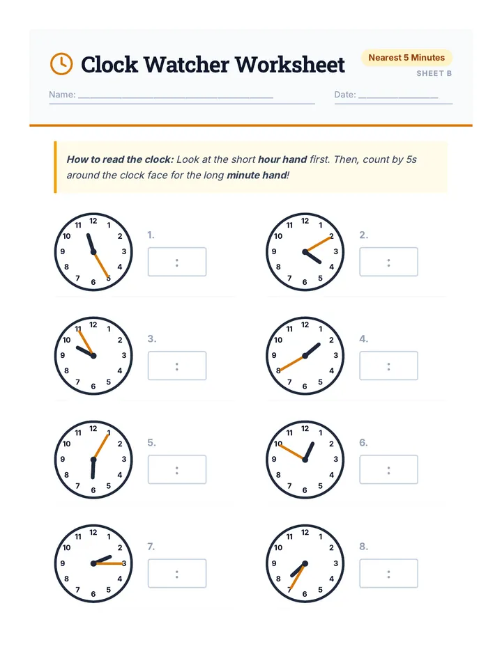 Clock Watcher Sheet B