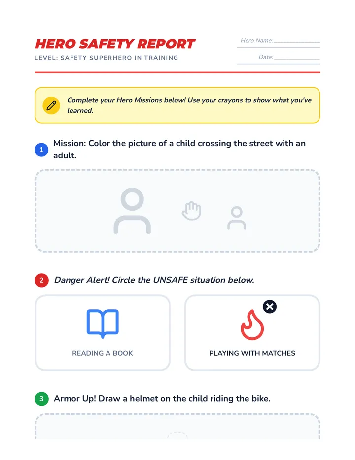 Safety Situations Worksheet