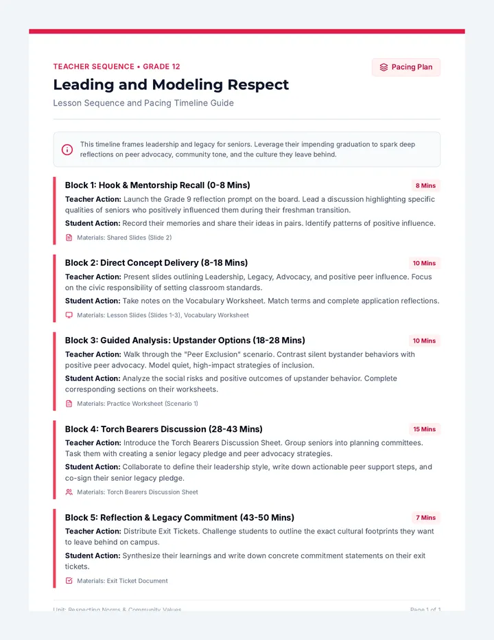 Leading Respect Sequence Sheet