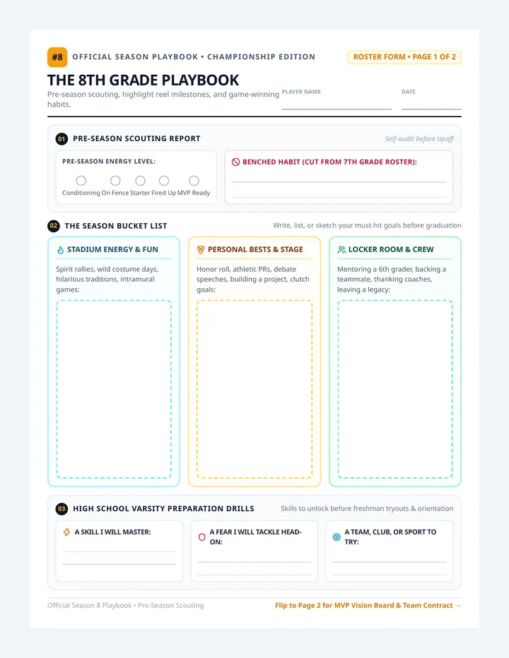 Eighth Grade Playbook Worksheet