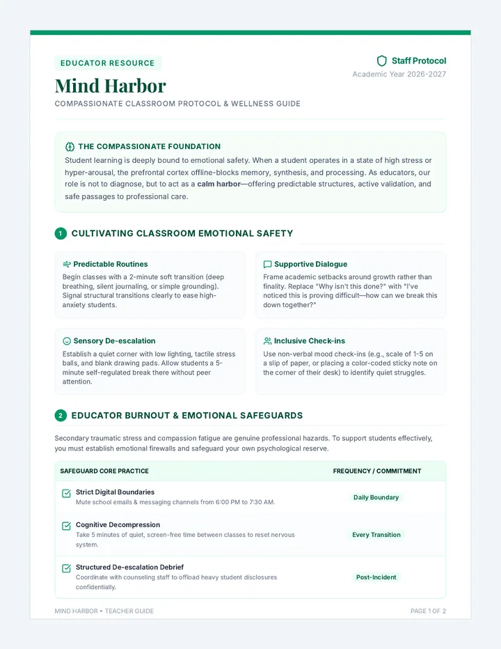 Mind Harbor Teacher Guide