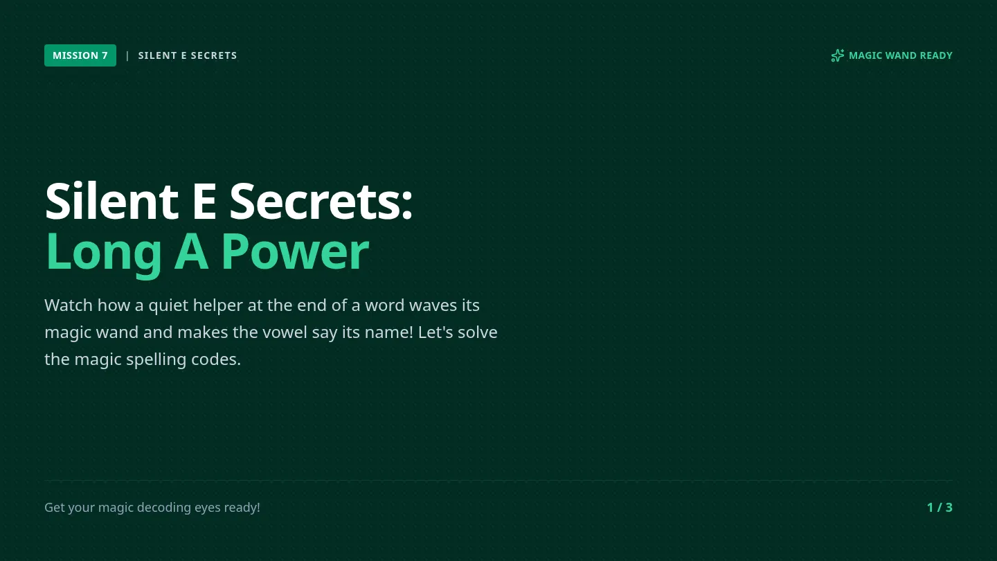 Silent E Secrets Long A Slides