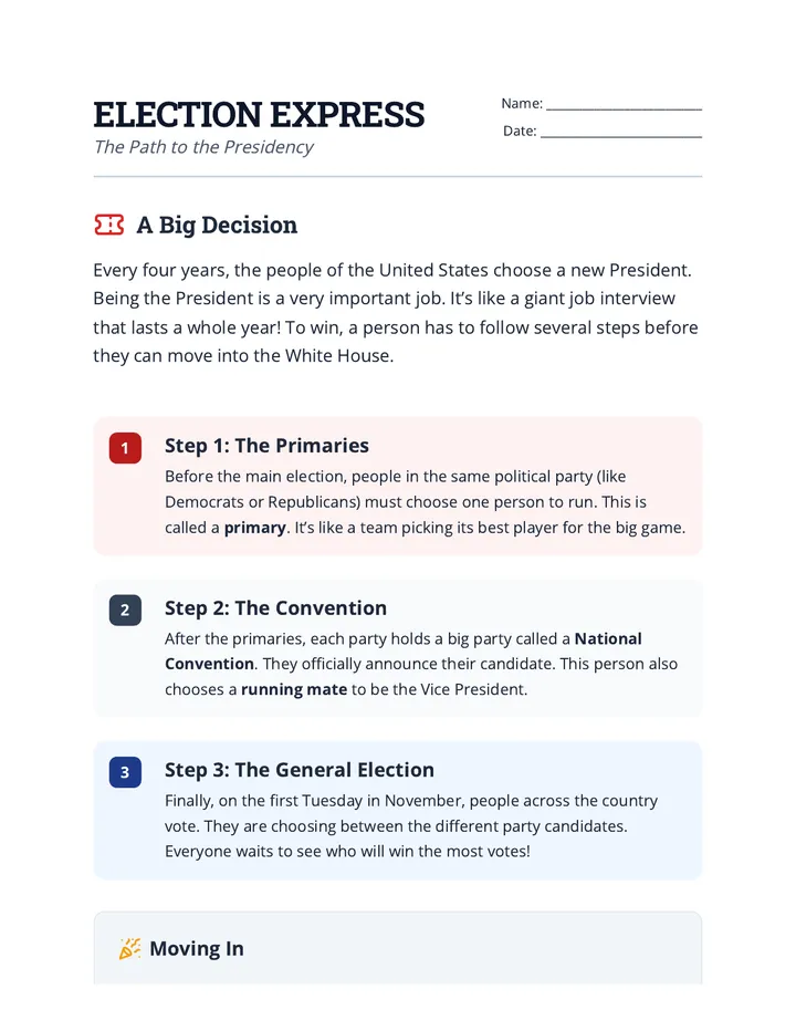 Election Express Worksheet