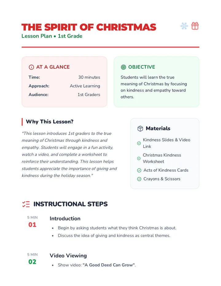 Spirit of Christmas Lesson Plan