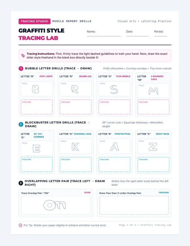 Graffiti Tracing Handout