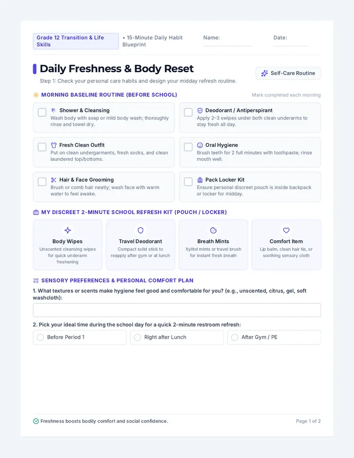 Daily Reset Routine Worksheet