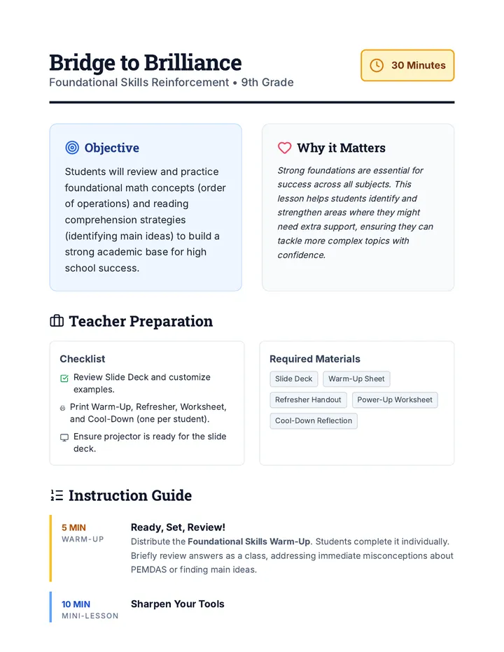 Bridge to Brilliance Lesson Plan