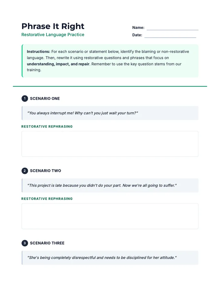 Phrase It Right Practice Sheet