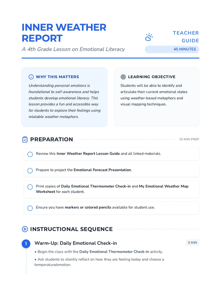 Inner Weather Report Lesson Guide