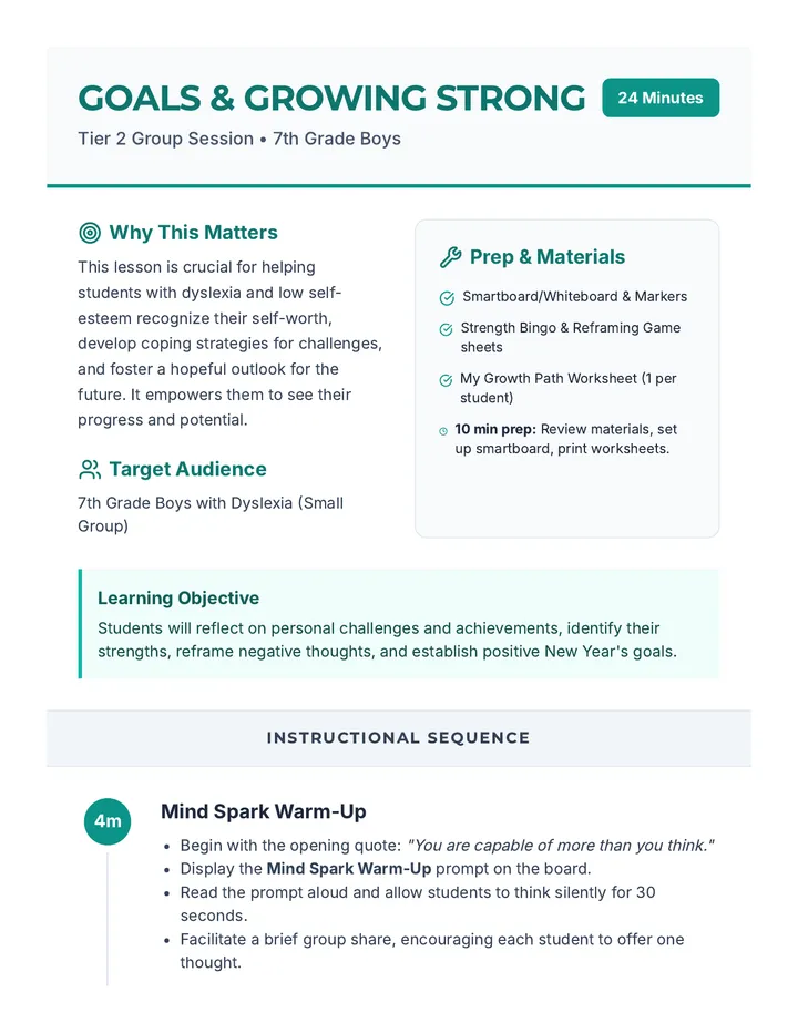 Goals & Growing Strong Lesson Plan