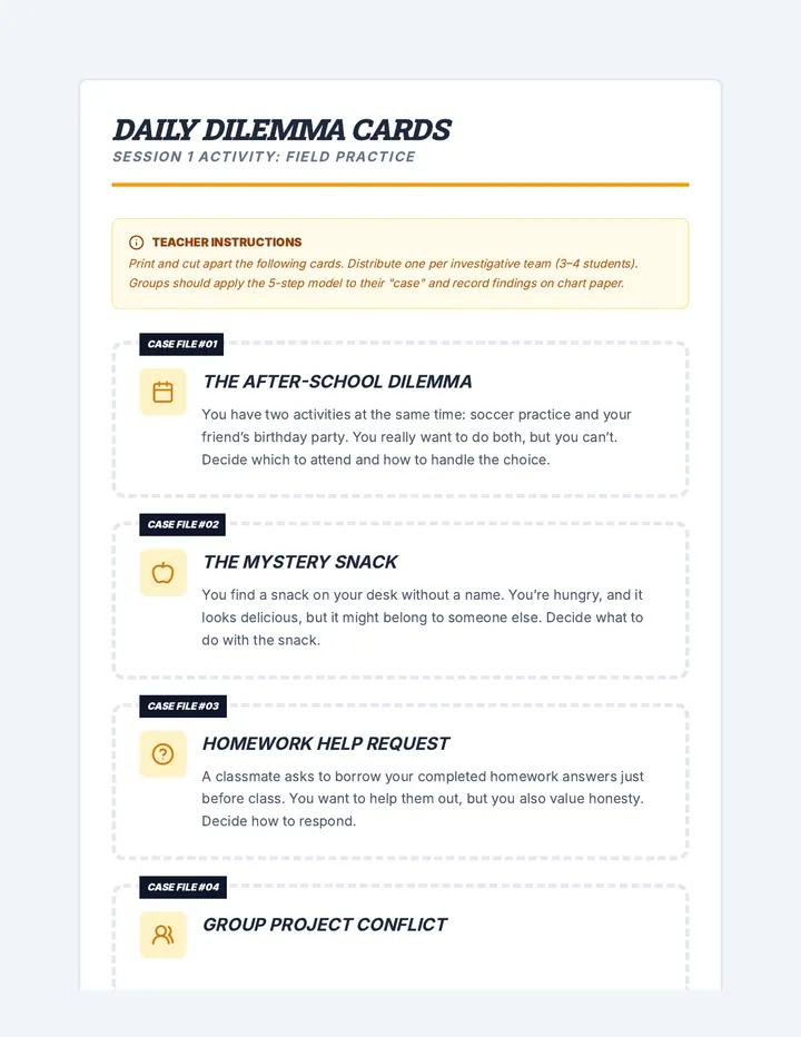 Daily Dilemma Cards