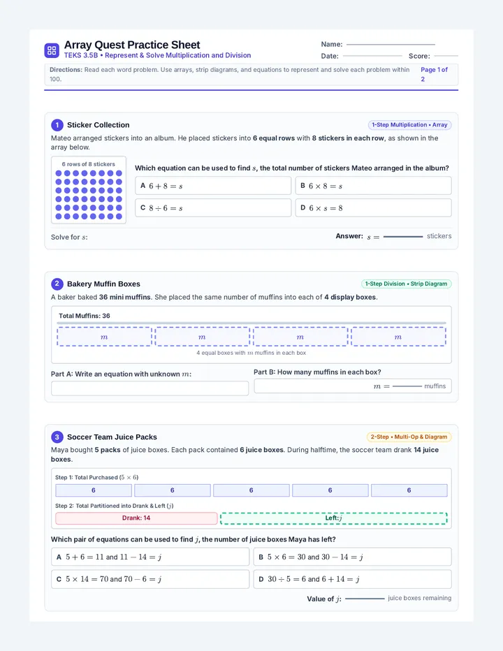 Array Quest Practice Sheet