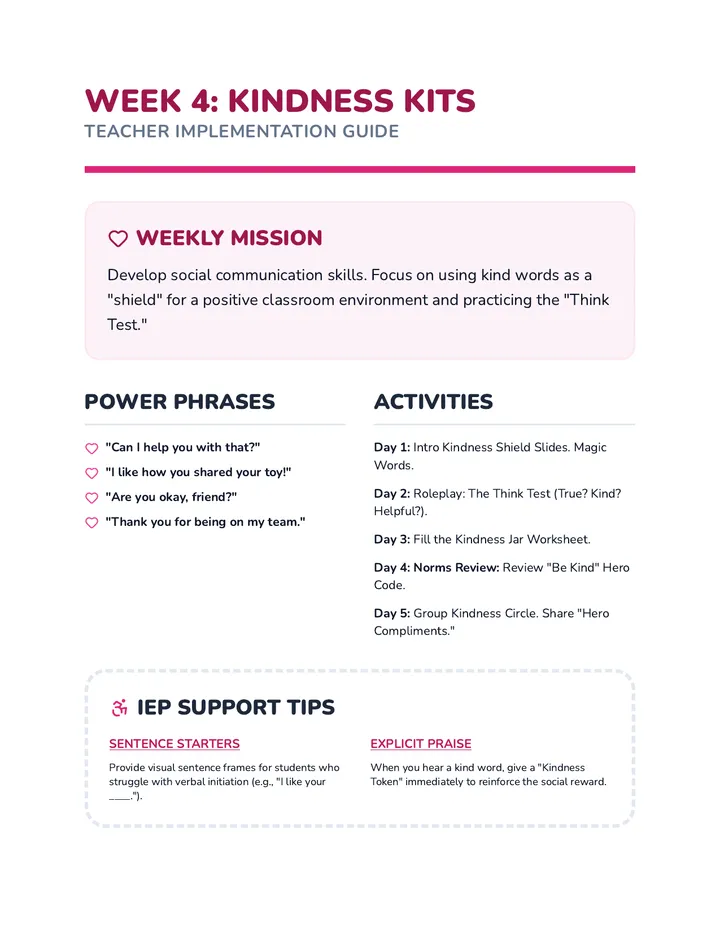 Week 4 Kindness Kits Teacher Guide