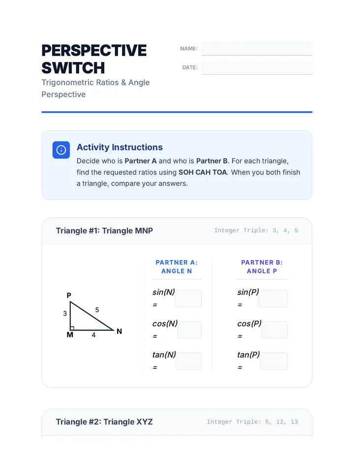 Perspective Switch Worksheet