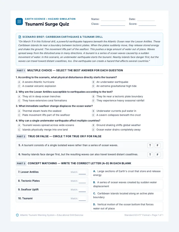 Tsunami Surge Quiz