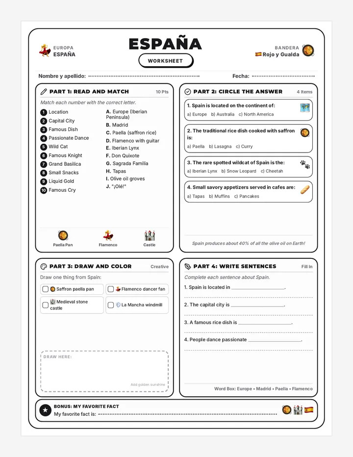 Global Spanish Worksheets