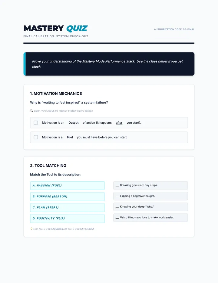 Mastery Certification Quiz