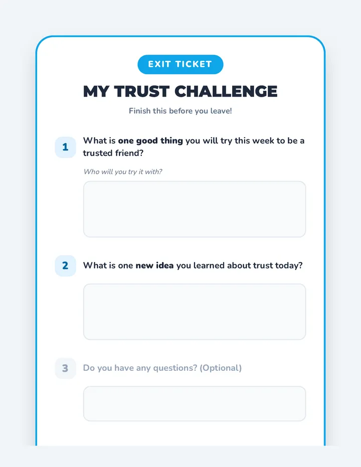 Trust Challenge Exit Ticket