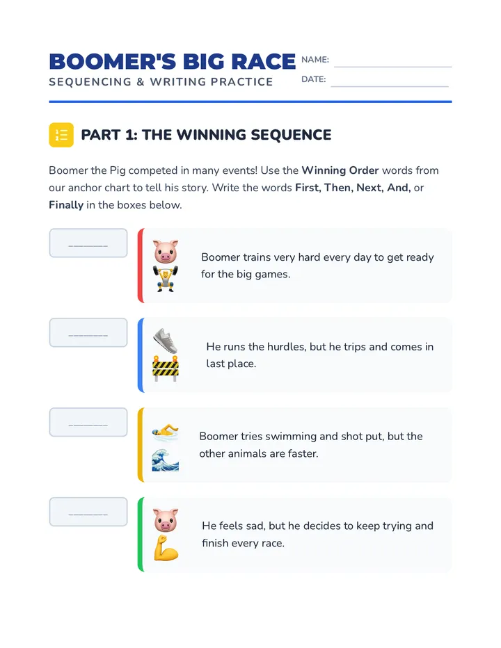 Boomer Big Race Worksheet