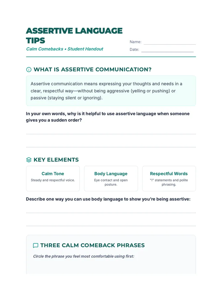 Assertive Language Handout