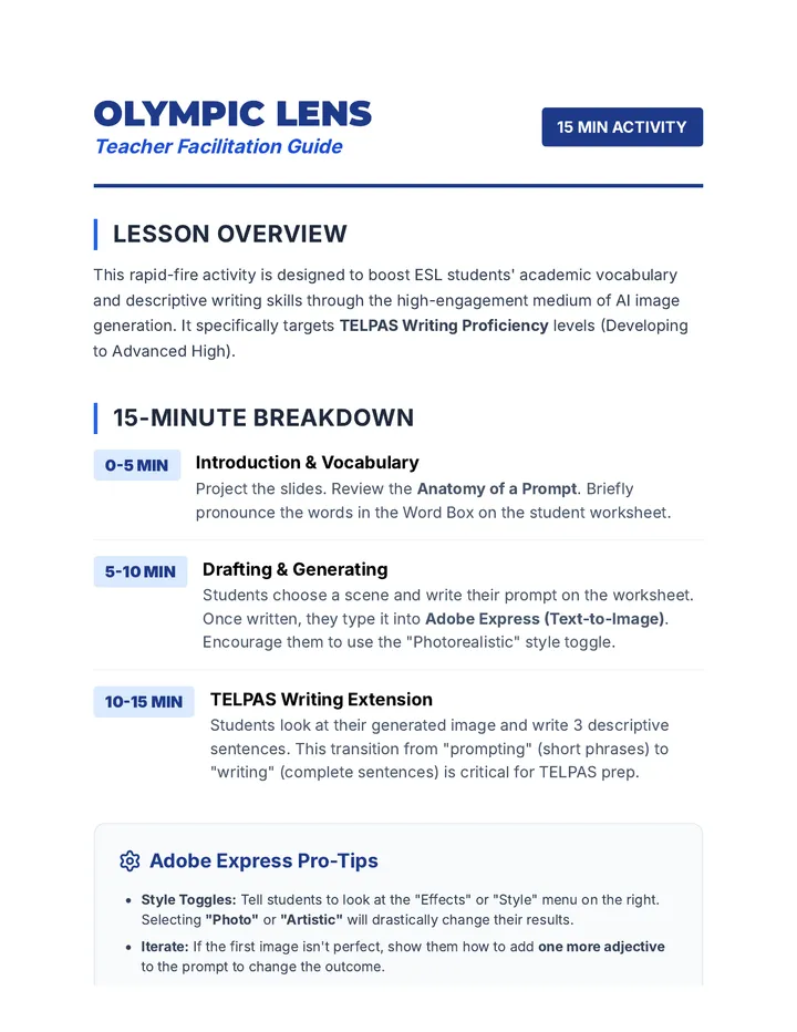 Olympic Lens Teacher Guide