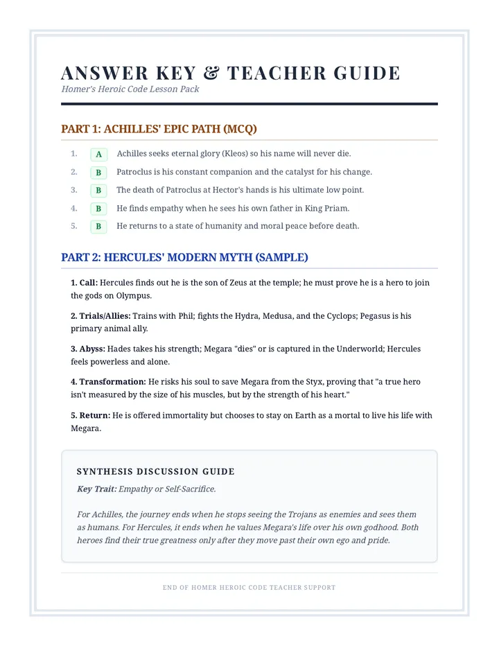 Heroic Code Answer Key