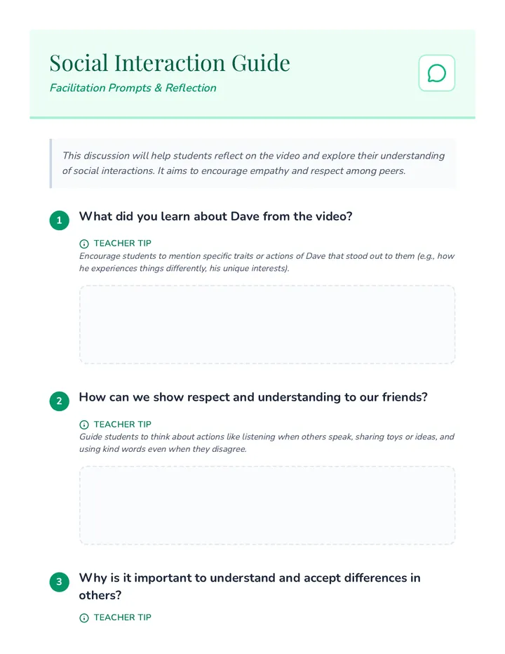 Social Interaction Discussion Guide