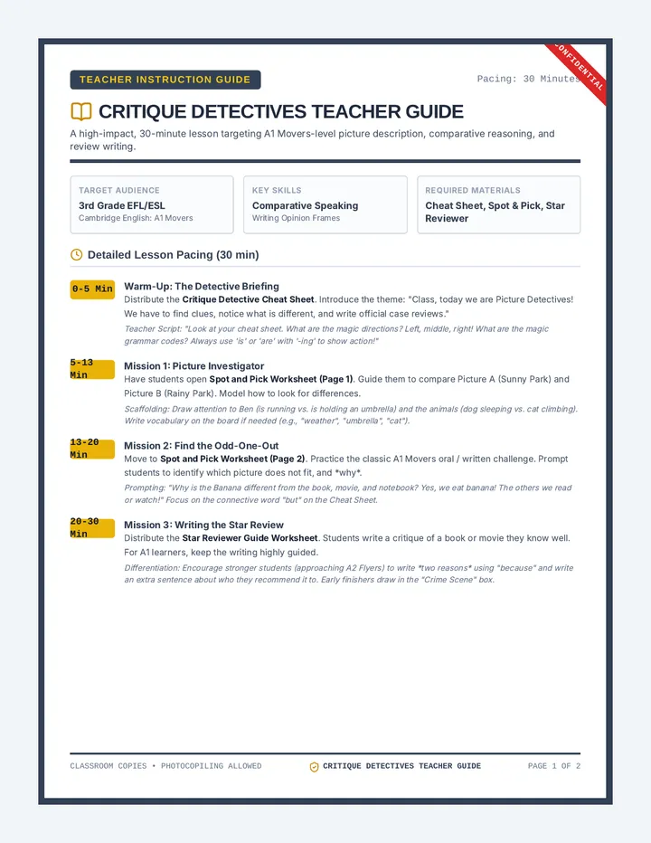 Critique Detectives Teacher Guide