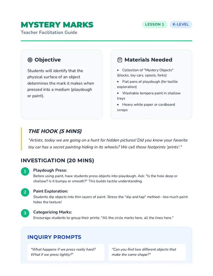 Mystery Marks Teacher Guide