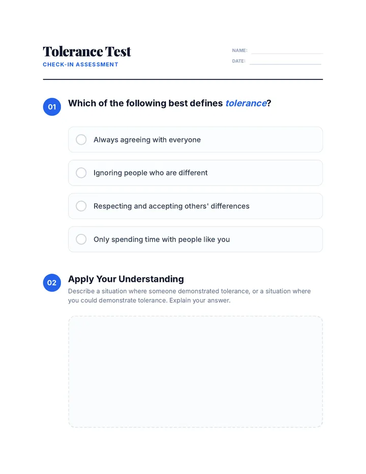 Tolerance Test Quiz